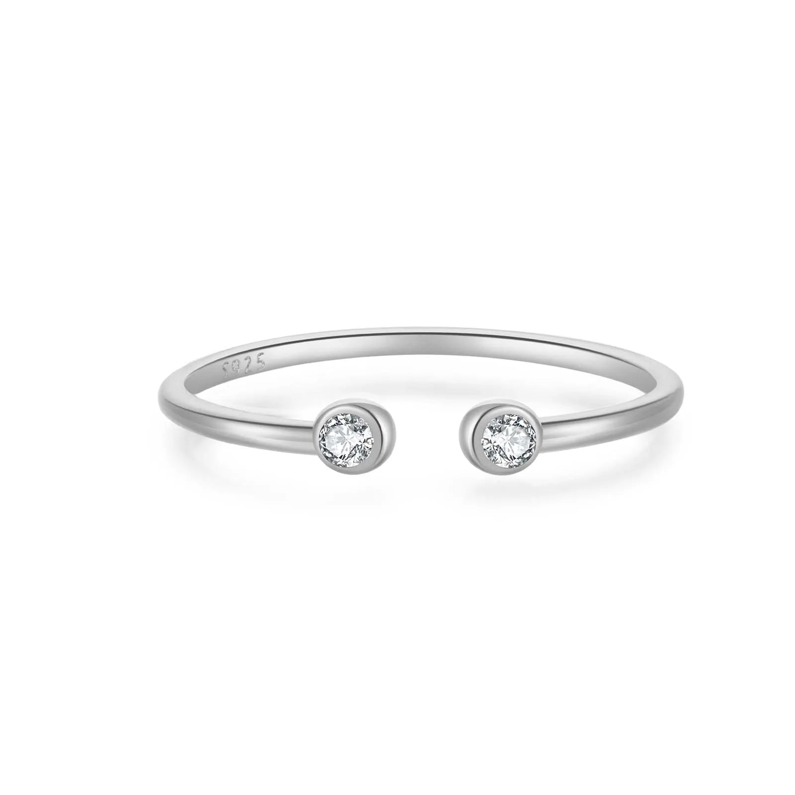 Damenring aus 925 Silber mit Klarer Zirkonia – Verstellbare Größe | Vergoldet oder Platinbeschichtet | Minimalistisch