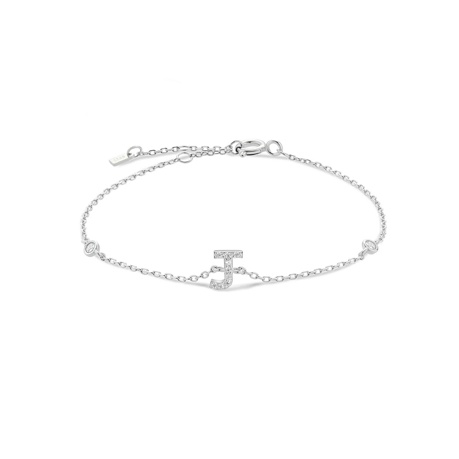 925 Sterling Silber Initial Armband, vergoldet oder platinbeschichtet – Buchstabe A–Z mit Zirkonia