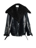 Elegante Damenjacke aus Kunstleder mit Lammfell – Warmer Wintermantel
