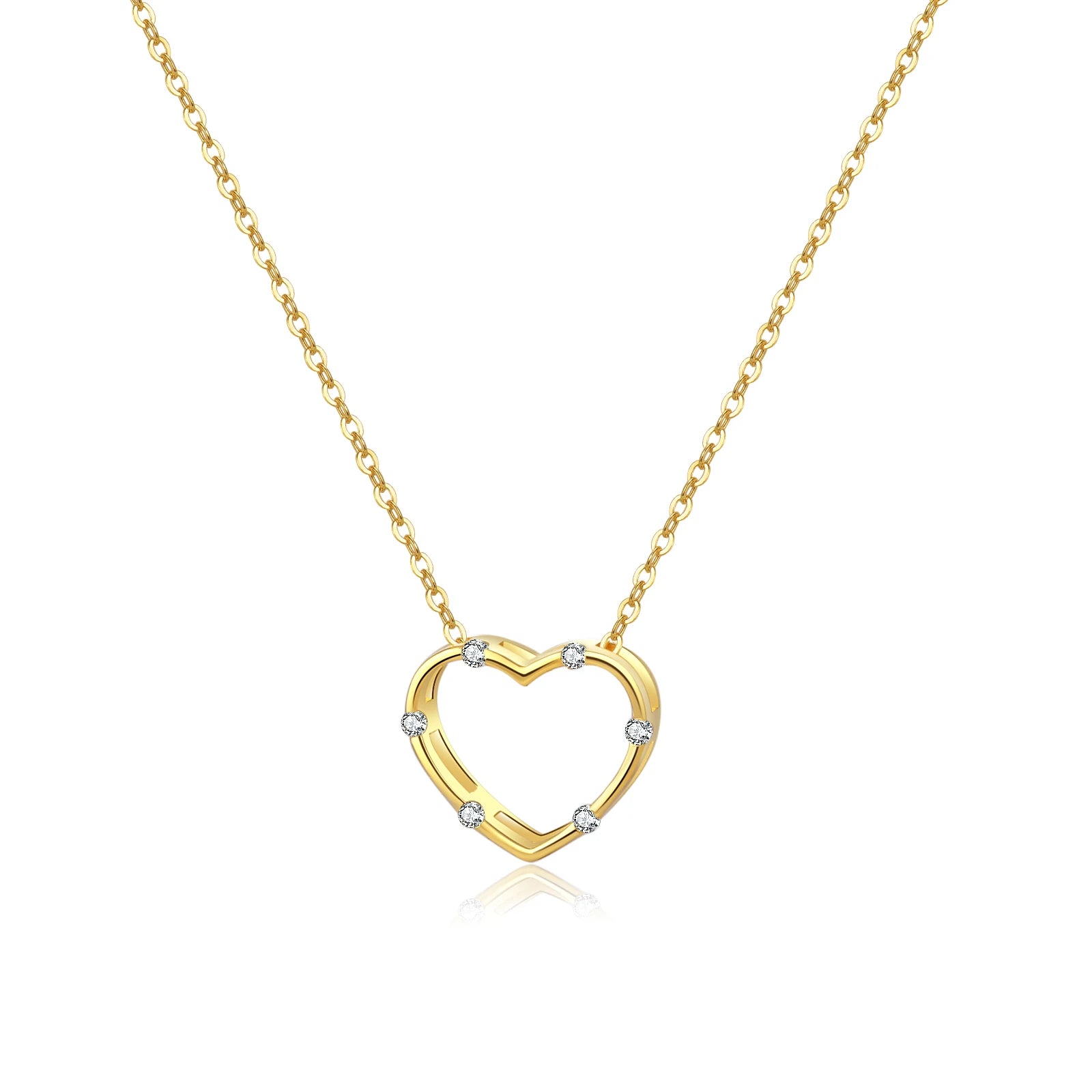 925 Sterling Silber Halskette mit Herz Anhänger – Vergoldet oder platinbeschichtet, eleganter Damen Schmuck mit Zirkonia