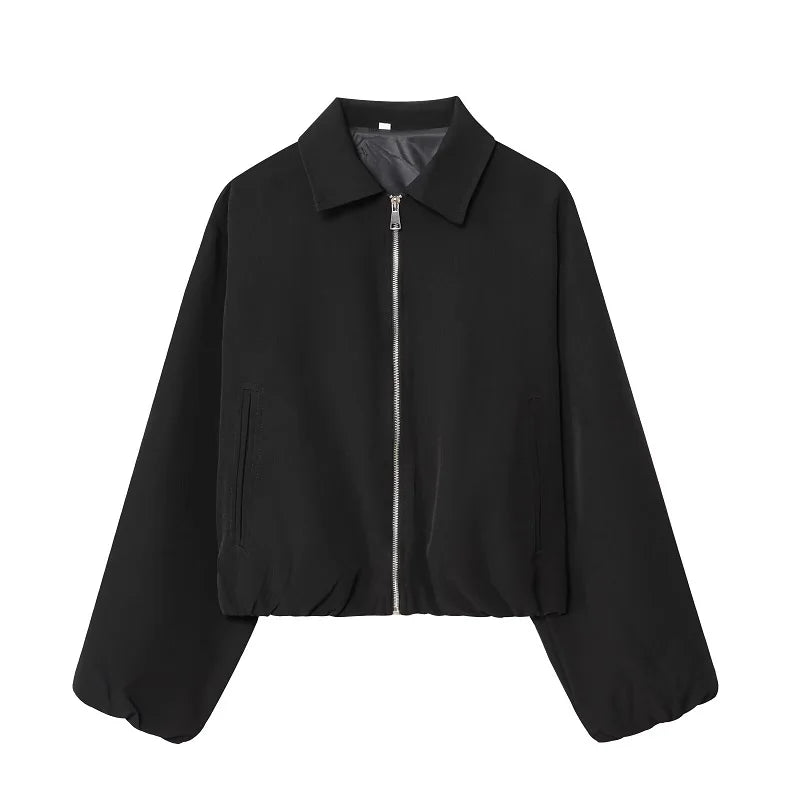 Stylische Damen Cropped Bomberjacke – Leichte College Jacke