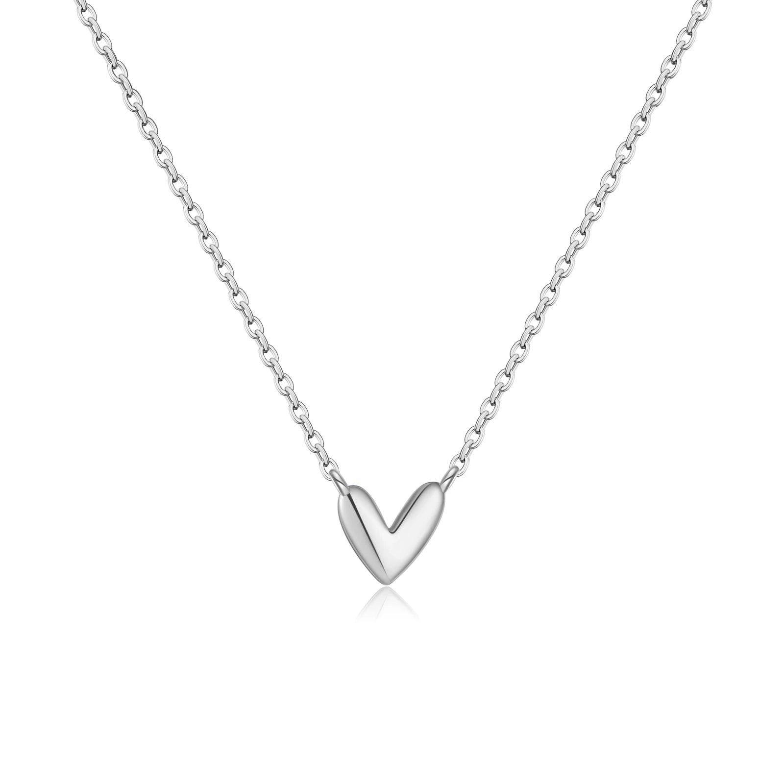 Damen Halskette, vergoldet oder platinbeschichtet aus 925 Silber – Herz Anhänger mit oder ohne Zirkonia, elegant und zeitlos
