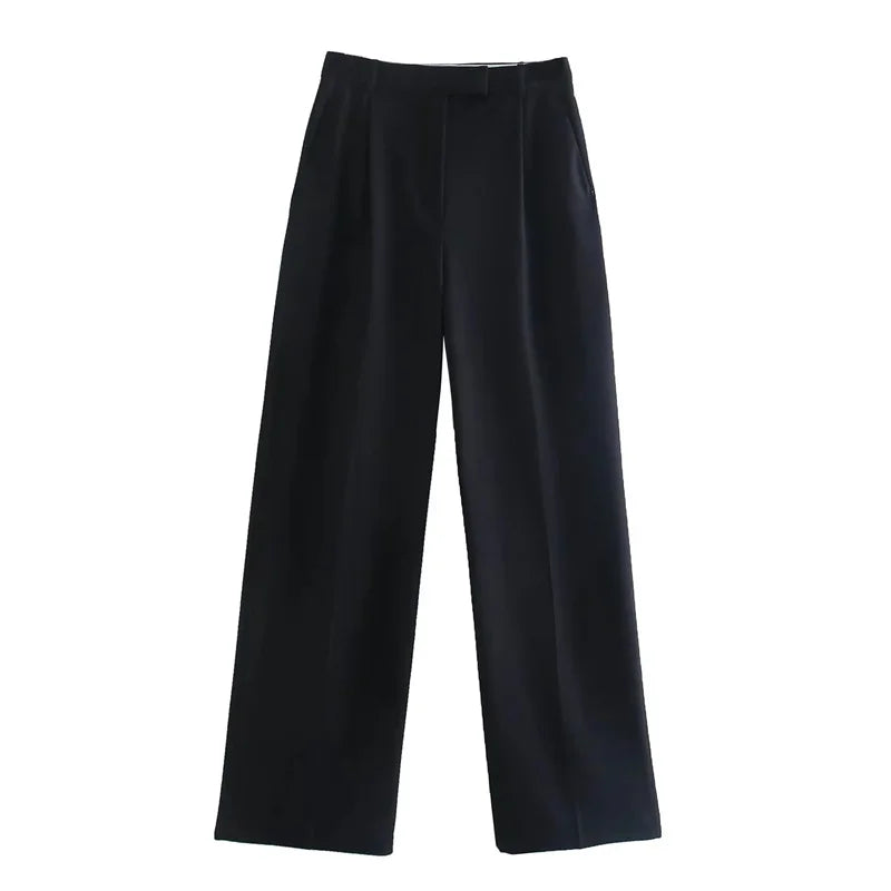 Elegante Damen Stoffhose – Wide Leg High Waist Hose