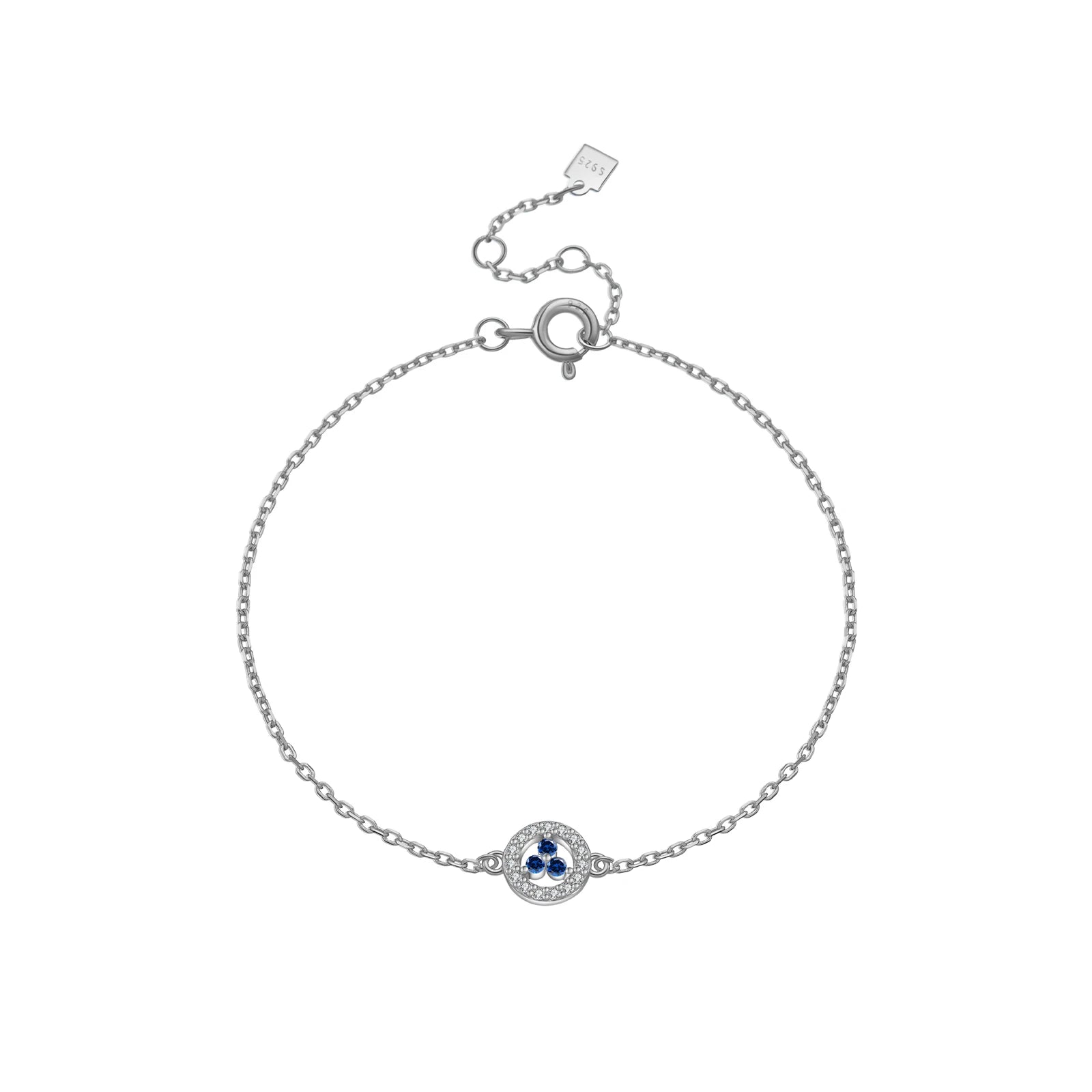 925 Sterling Silber Armband, Vergoldet oder Platinbeschichtet, mit Blauem Zirkonia Kreis Anhänger – Zeitlos & Feminin