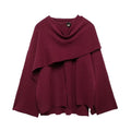 Eleganter Damen Cape Mantel – Strick Poncho mit Schal-Kragen