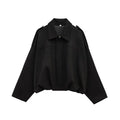 Oversized Damen-Bomberjacke in Veloursleder-Optik – wattierte Jacke mit Reißverschluss
