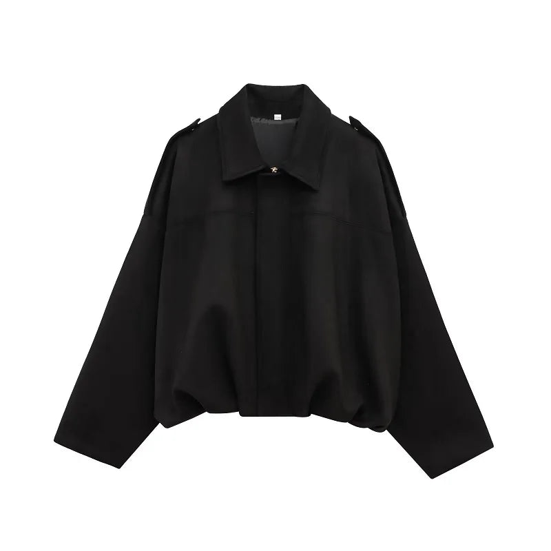 Oversized Damen-Bomberjacke in Veloursleder-Optik – wattierte Jacke mit Reißverschluss