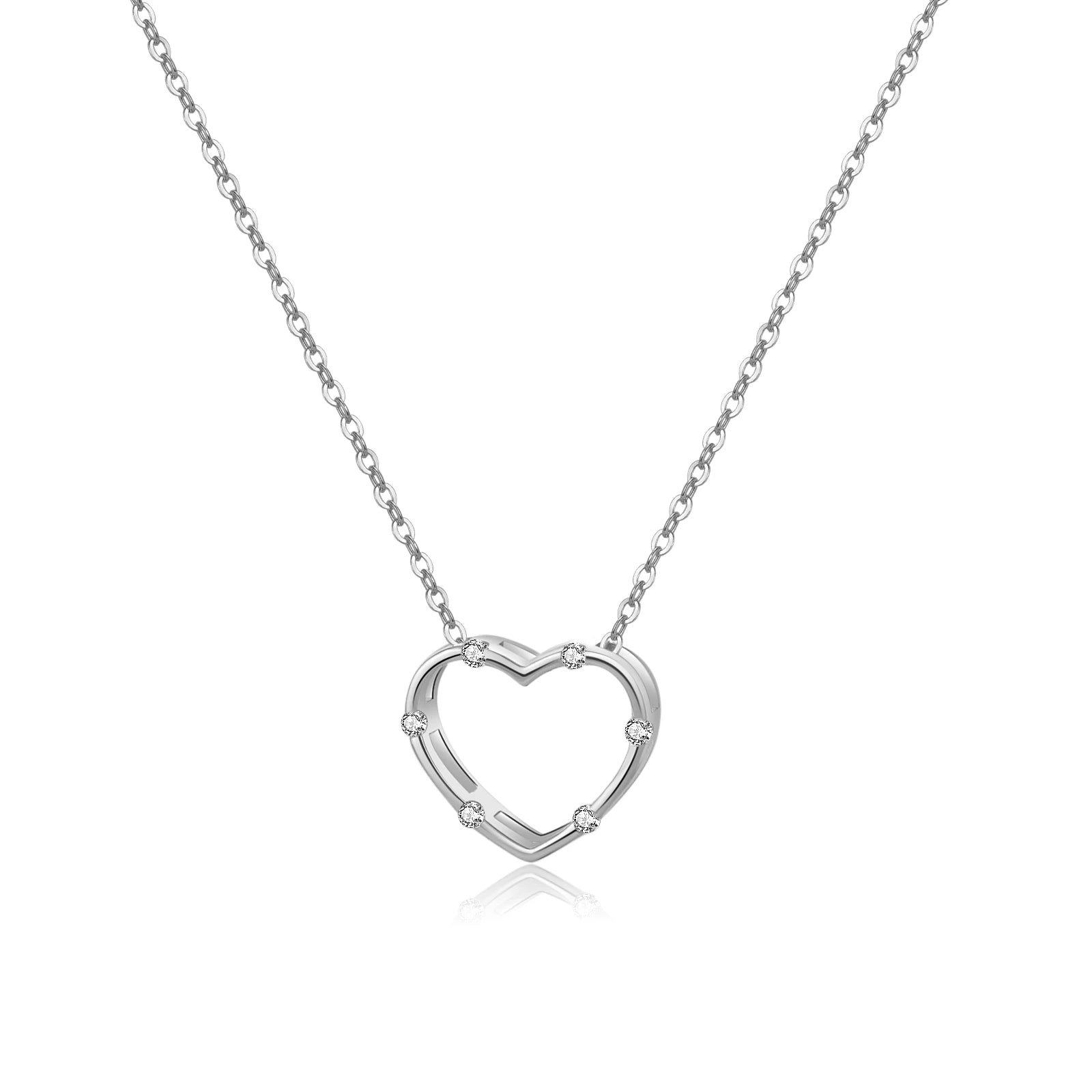 925 Sterling Silber Halskette mit Herz Anhänger – Vergoldet oder platinbeschichtet, eleganter Damen Schmuck mit Zirkonia
