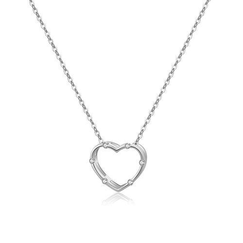 925 Sterling Silber Halskette mit Herz Anhänger – Vergoldet oder platinbeschichtet, eleganter Damen Schmuck mit Zirkonia