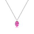 Luxuriöse Damen Halskette 925 Sterling Silber – Rosa Zirkonia Anhänger Oval, Modern & Stilvoll, Vergoldet oder Platinbeschichtet