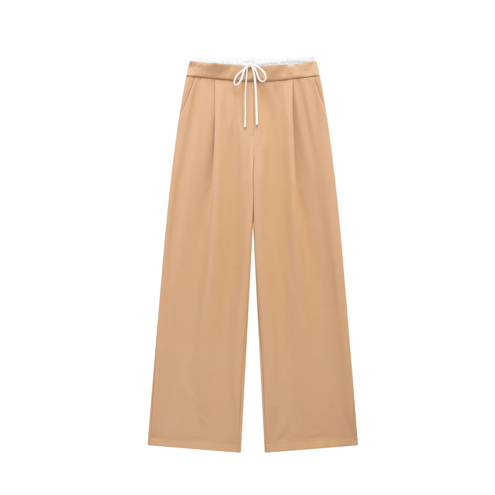 Lockere Damenhose mit weitem Bein – elegante Sommerhose mit Bindegürtel