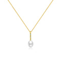 925 Sterling Silber Halskette, vergoldet oder platinbeschichtet, mit Perle & bunten Zirkonia – Geometrischer Anhänger, eleganter Damenschmuck