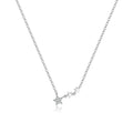 925 Sterling Silber Halskette, vergoldet oder platinbeschichtet, mit Drei-Sterne Anhänger und Zirkonia – Lang, elegant & feminin