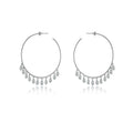 925 Sterling Silber Große Creolen 50mm mit Tropfen Zirkonia – Dünn, Elegant & Modern – Vergoldet oder Platinbeschichtet
