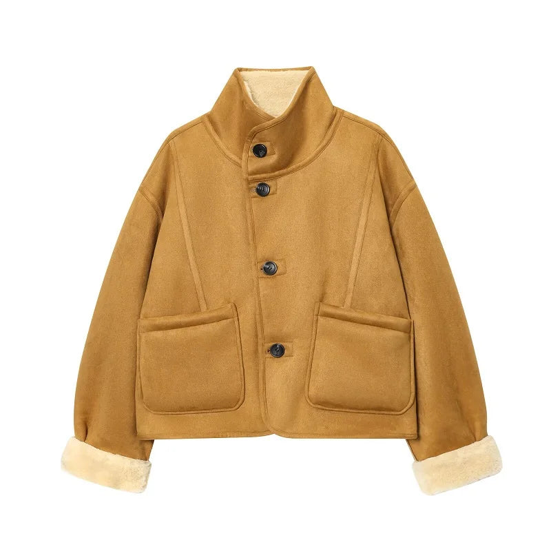 Damen-Teddyjacke zum Wenden mit weichem Plüsch – warmer Mantel für den Winter