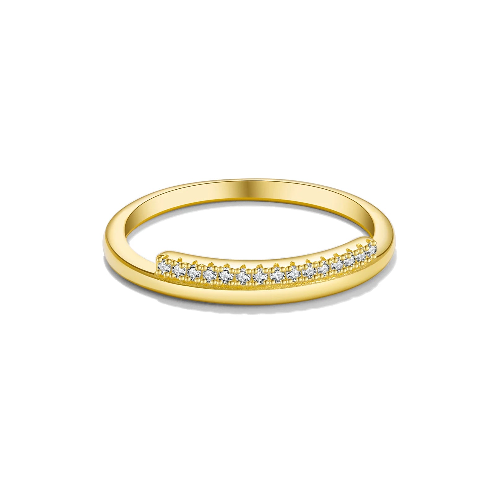 Asymmetrischer Damenring aus 925 Sterling Silber, vergoldet oder platinbeschichtet, mit Zirkonia – elegant und stilvoll.