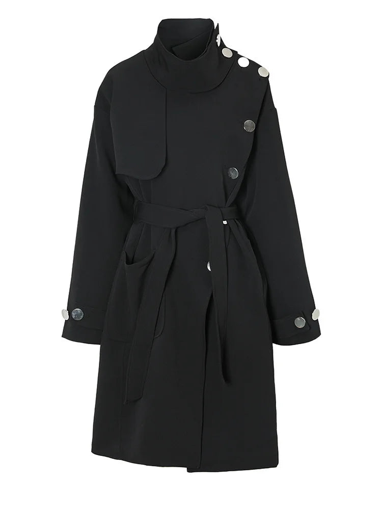 Eleganter Damen Trenchcoat – Langer Mantel mit Stehkragen
