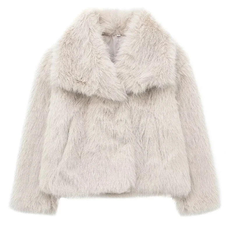 Warmer Damenmantel aus Kunstfell – Modern & Komfortabel