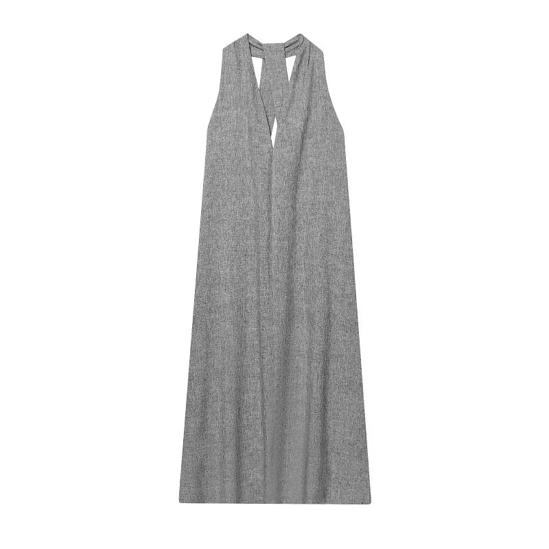Elegantes Damen Neckholder Kleid – Rückenfreies Midikleid