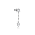 Langer Ohrstecker aus 925 Sterling Silber mit Doppel Tropfen Zirkonia – Elegant & Minimalistisch – Vergoldet oder Platinbeschichtet – Einzelstück (1 Stück)