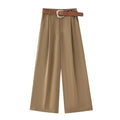 Damen Satin Wide Leg Hose – Elegante High Waist Stoffhose