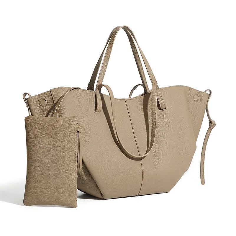 [15 % RABATT]  Damen Tote Tasche aus Echtleder – Groß, Minimalistisch & Vielseitig – Elegante Schultertasche für den Alltag