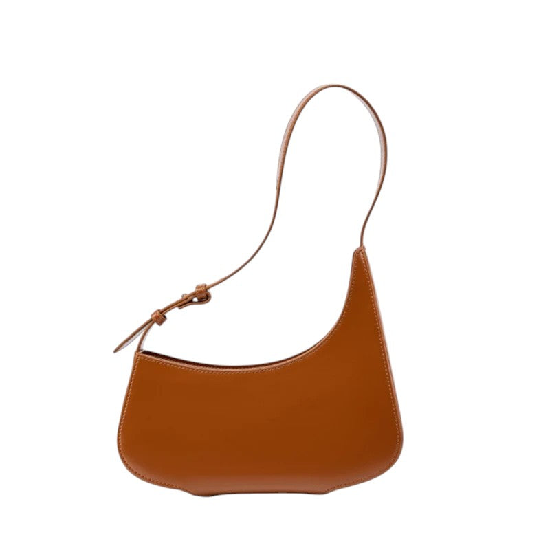 Damen Schultertasche aus echtem Leder – Minimalistisch, elegant & modernes Halbmond-Design