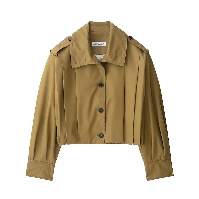 Oversized Damen-Bomberjacke mit Plissee-Details – moderne Langarmjacke für den Alltag