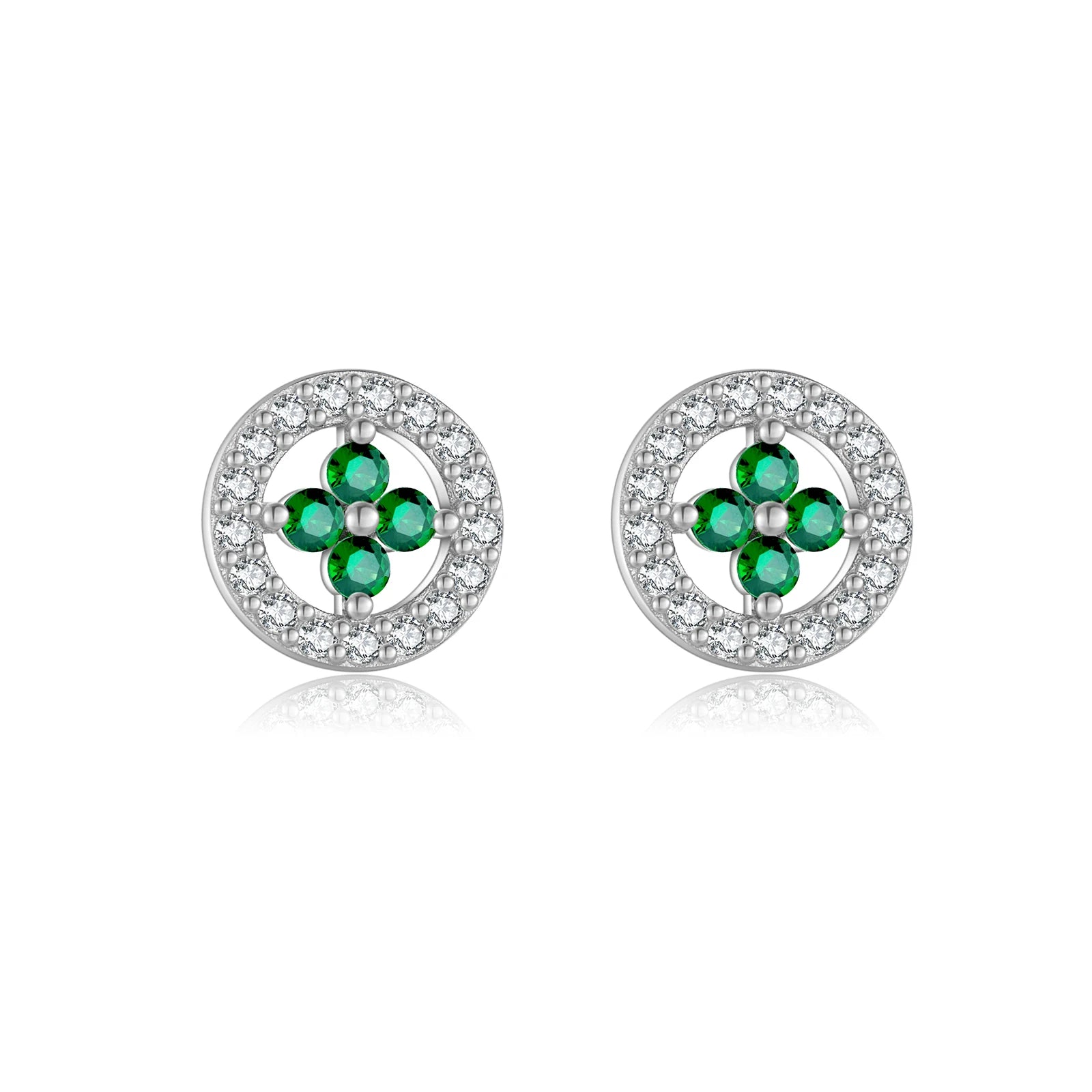 925 Sterling Silber Ohrstecker 7mm mit Grünem Zirkonia – Klassisch, Elegant – Vergoldet oder Platinbeschichtet