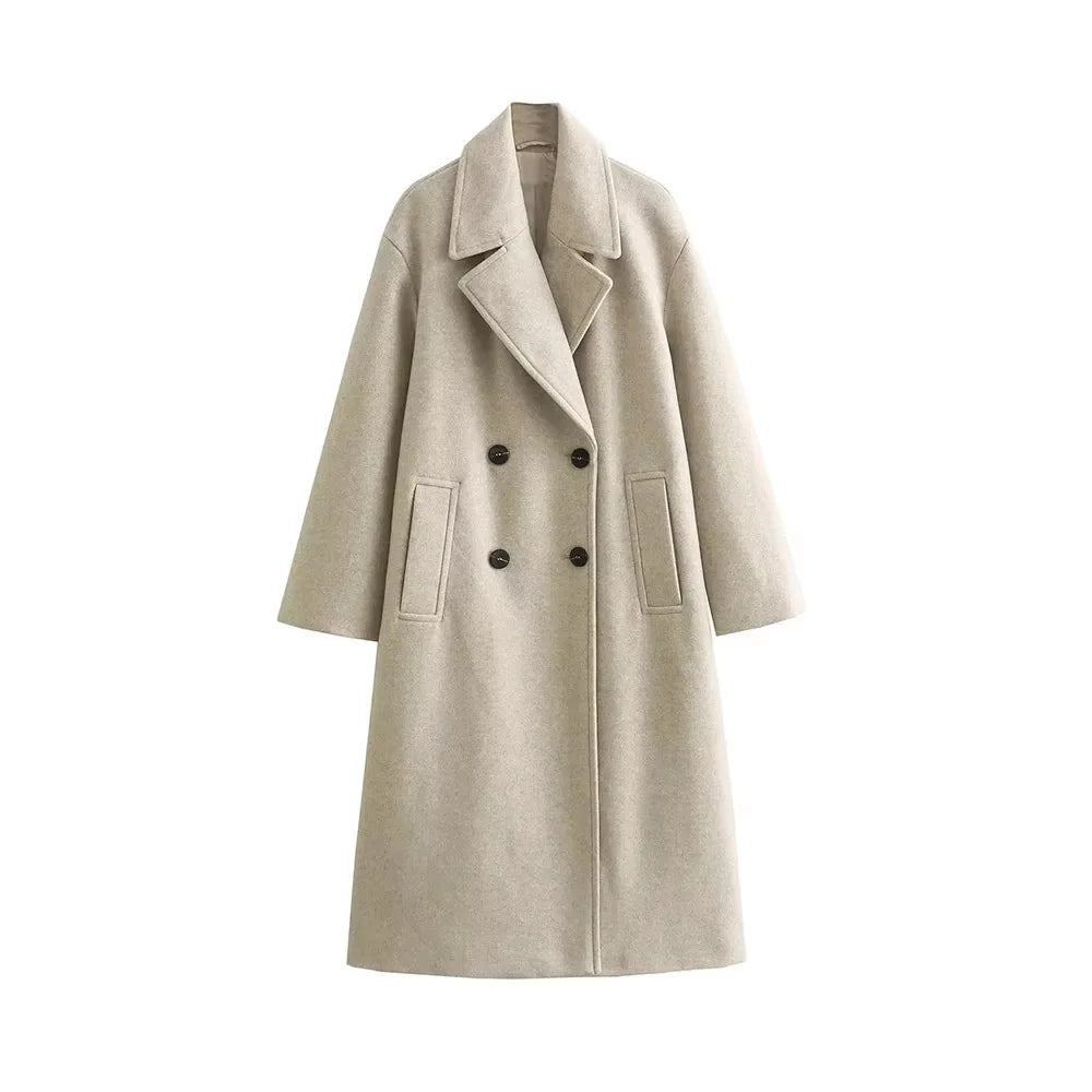Eleganter Oversize Damenmantel – Weicher Wollmantel