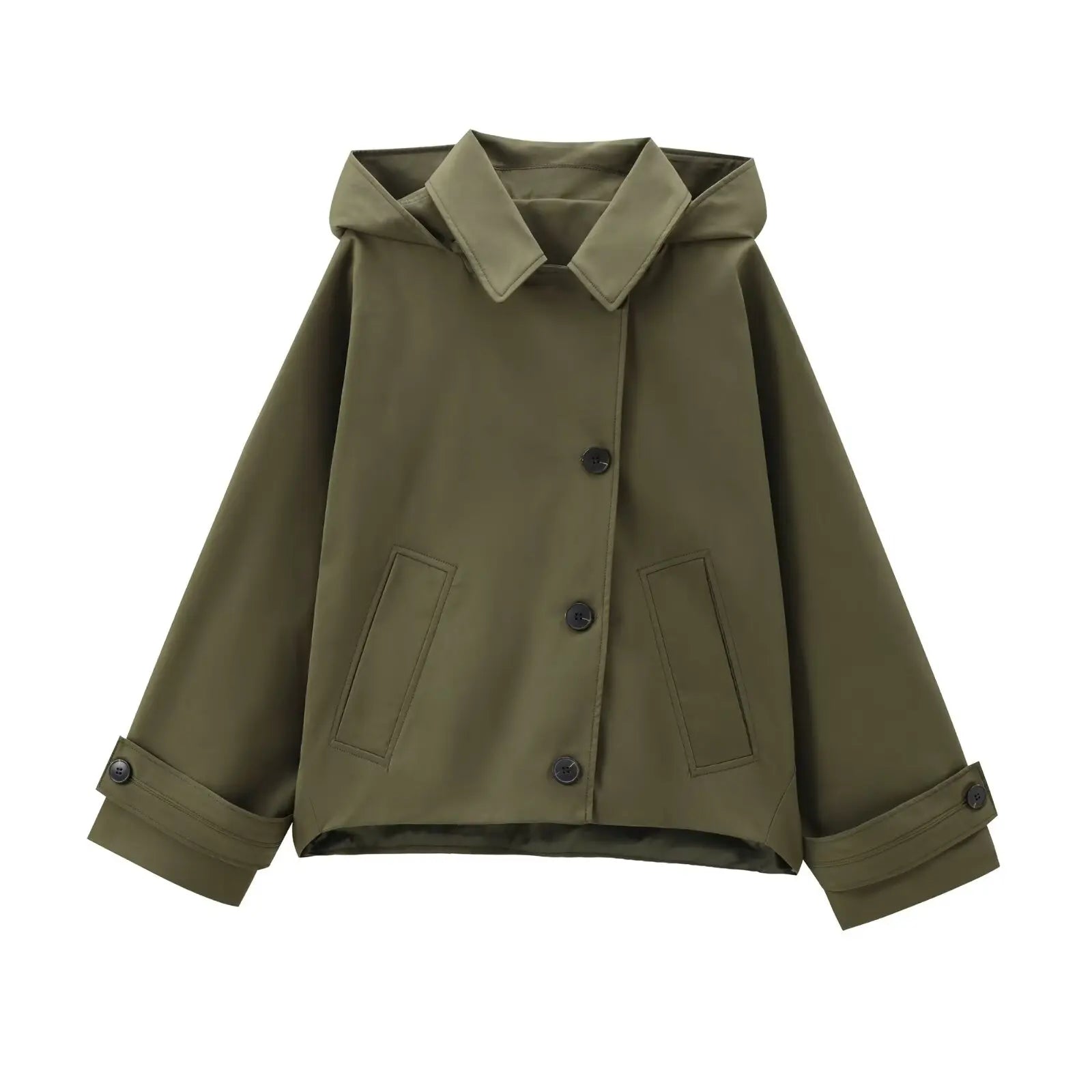 Damen-Trenchcoat mit Kapuze – eleganter Langarm-Windbreaker für Herbst & Winter