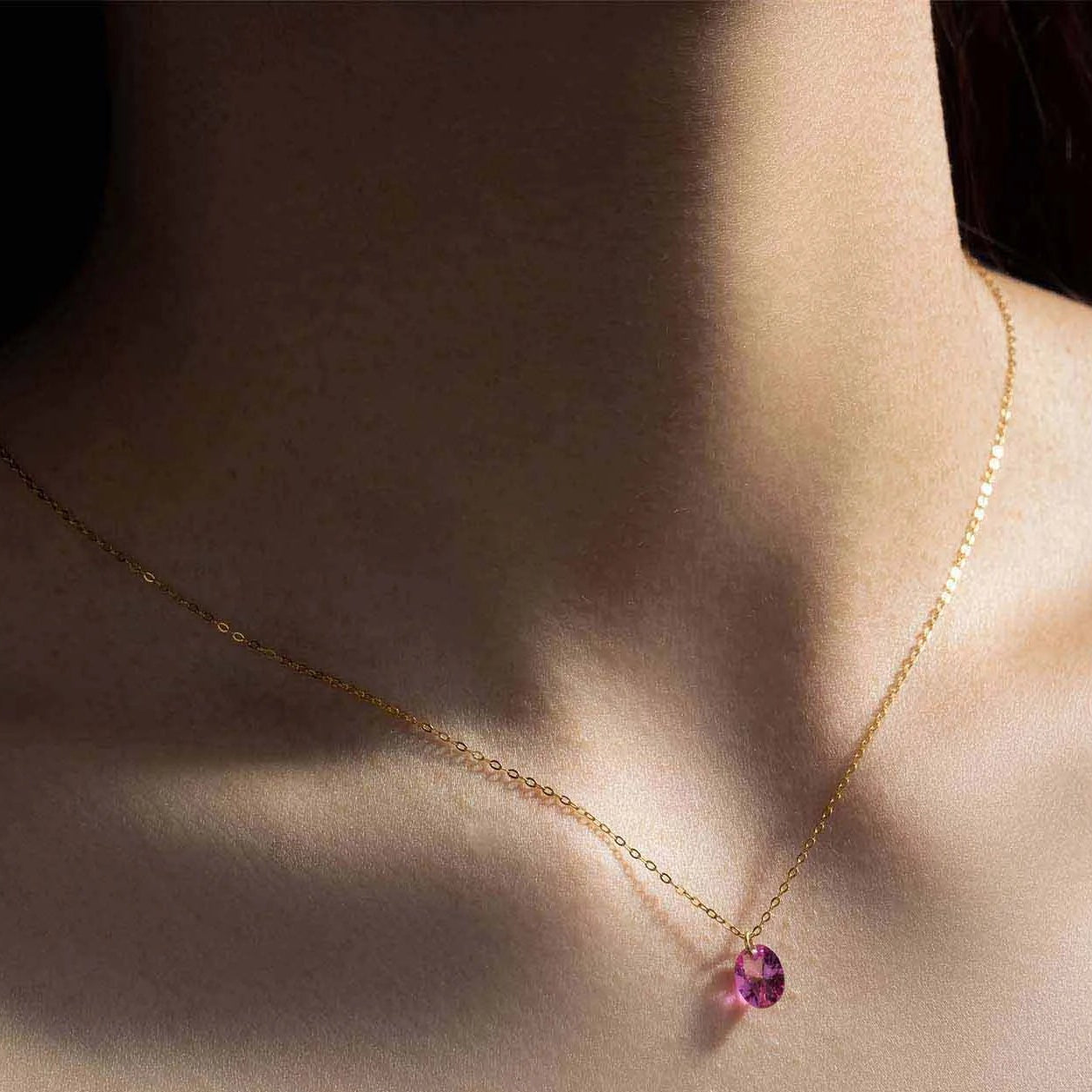 Luxuriöse Damen Halskette 925 Sterling Silber – Rosa Zirkonia Anhänger Oval, Modern & Stilvoll, Vergoldet oder Platinbeschichtet