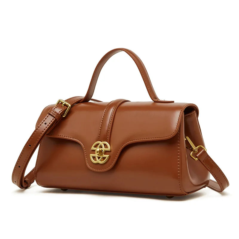Damen Handtasche aus Echtleder mit Verschluss – Elegante Schultertasche, Premium & Modern