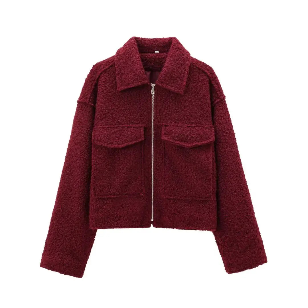 Kurze Damenjacke aus Tweed – Cropped-Jacke mit Reißverschluss