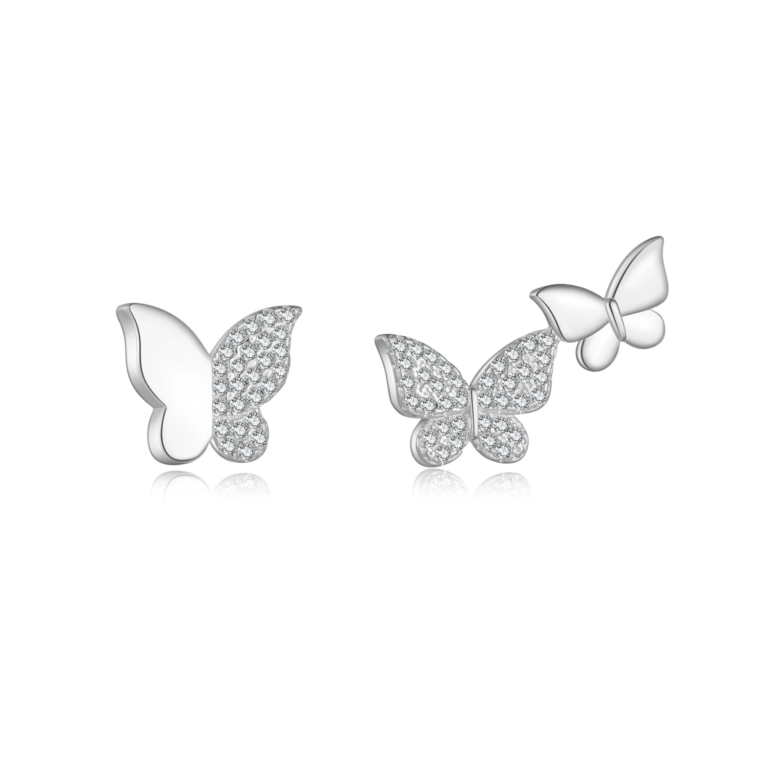 925 Sterling Silber Schmetterling Ohrstecker mit Zirkonia – Klein, Zart & Minimalistisch – Vergoldet oder Platinbeschichtet