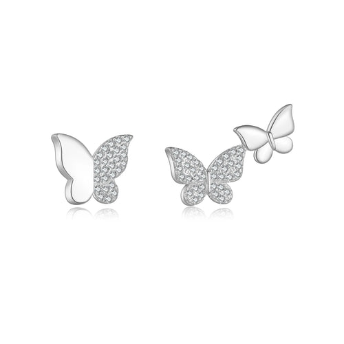 925 Sterling Silber Schmetterling Ohrstecker mit Zirkonia – Klein, Zart & Minimalistisch – Vergoldet oder Platinbeschichtet