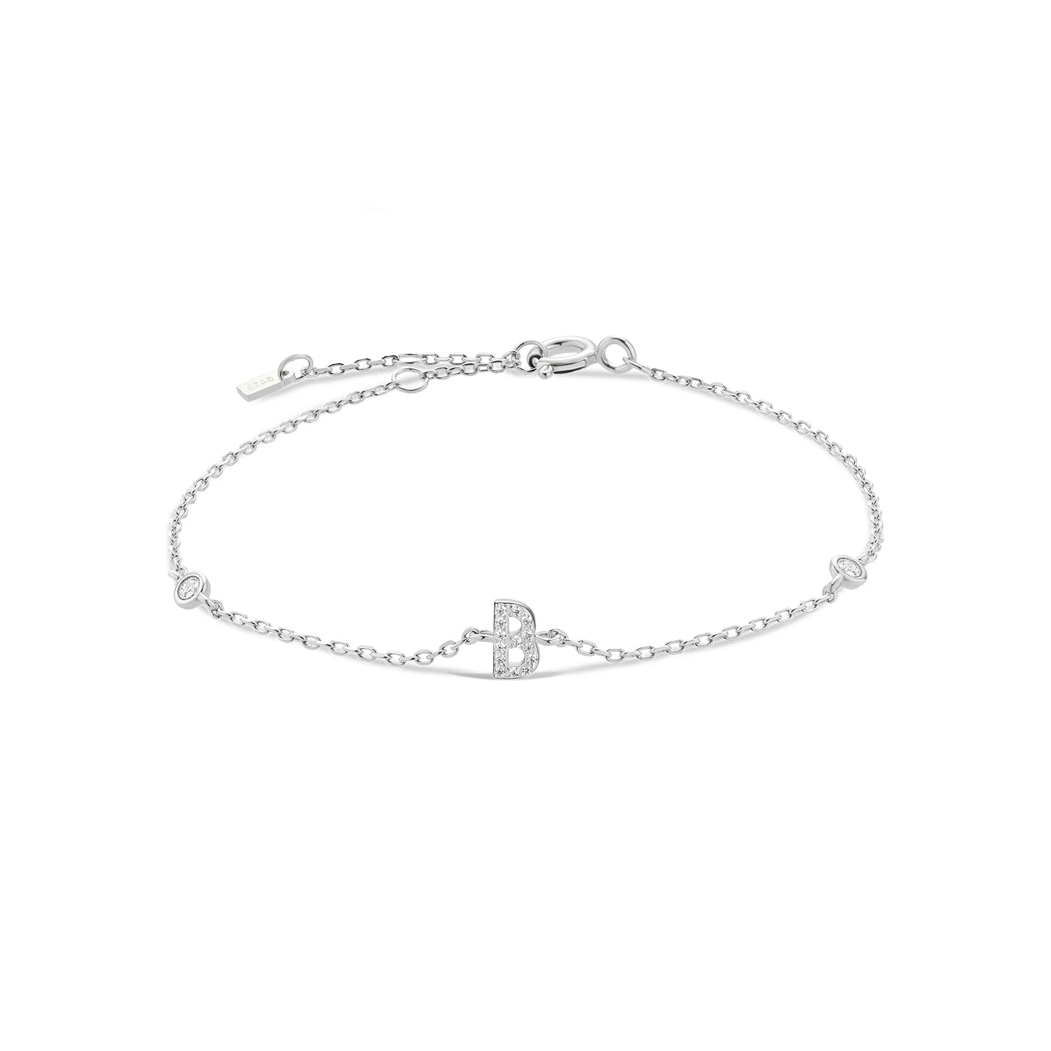 925 Sterling Silber Initial Armband, vergoldet oder platinbeschichtet – Buchstabe A–Z mit Zirkonia