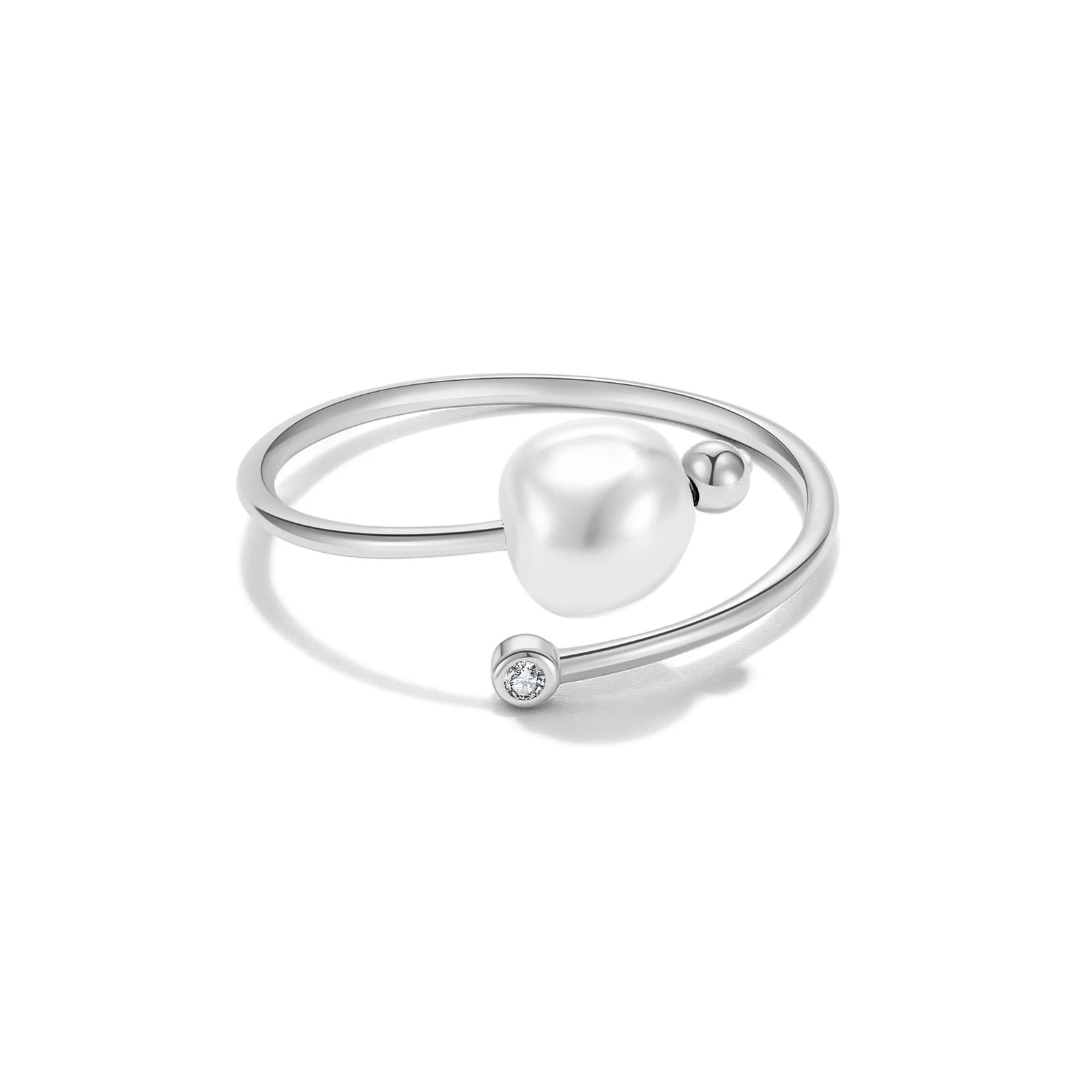 925 Sterling Silber Ring mit Perle und Zirkonia – Verstellbare Größe | Vergoldet oder Platinbeschichtet | Klassisch & Elegant
