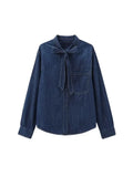 Damen Jeanshemd mit langen Ärmeln – Stilvolle Bluse mit Knopfleiste & Brusttasche
