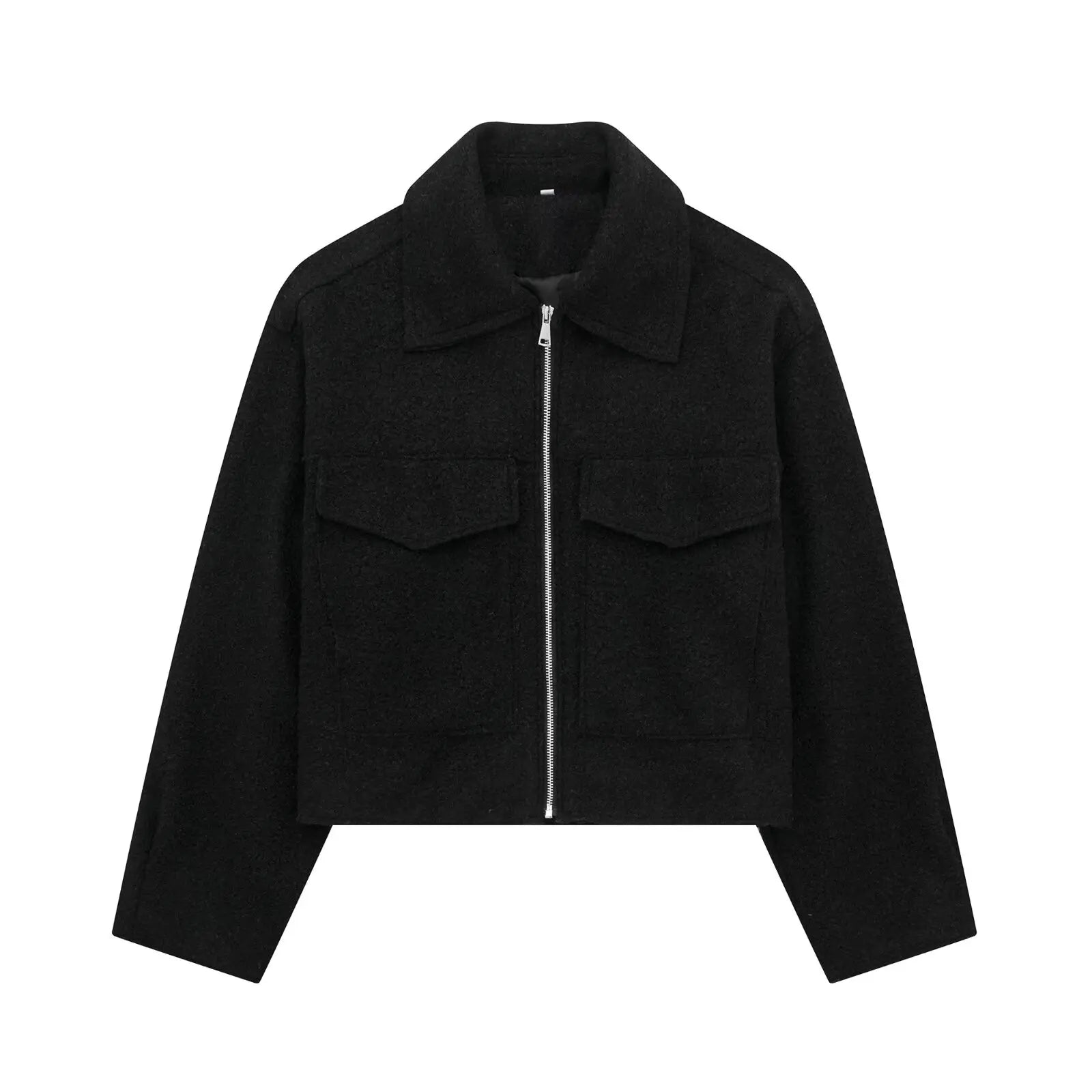 Kurze Damenjacke aus Tweed – Cropped-Jacke mit Reißverschluss