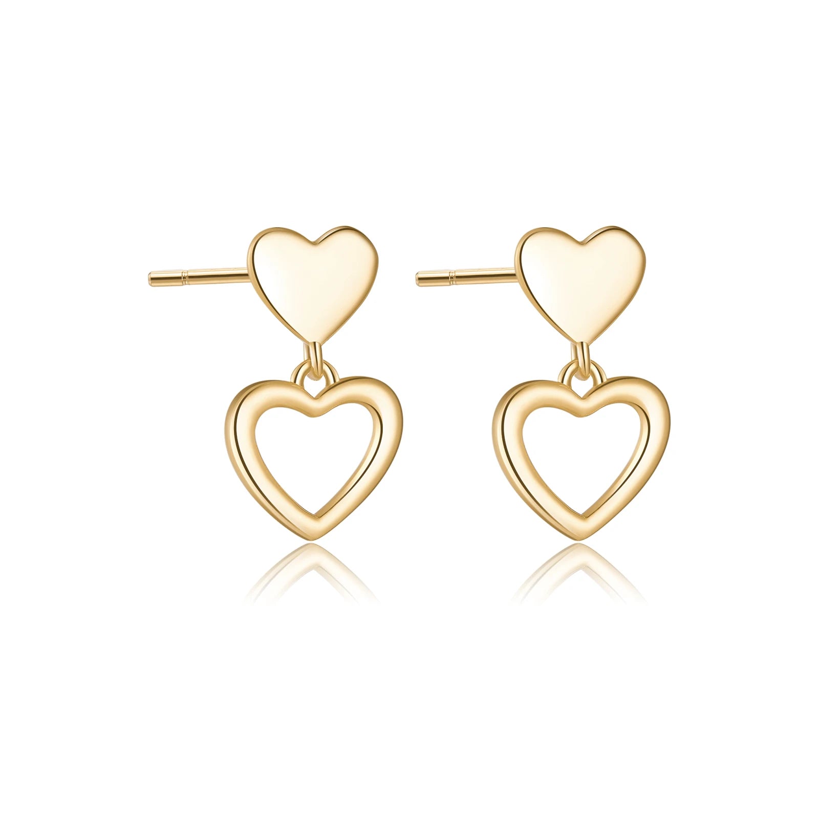 925 Sterling Silber Herz Ohrstecker – Schlicht, Elegant & Minimalistisch – Vergoldet oder Platinbeschichtet