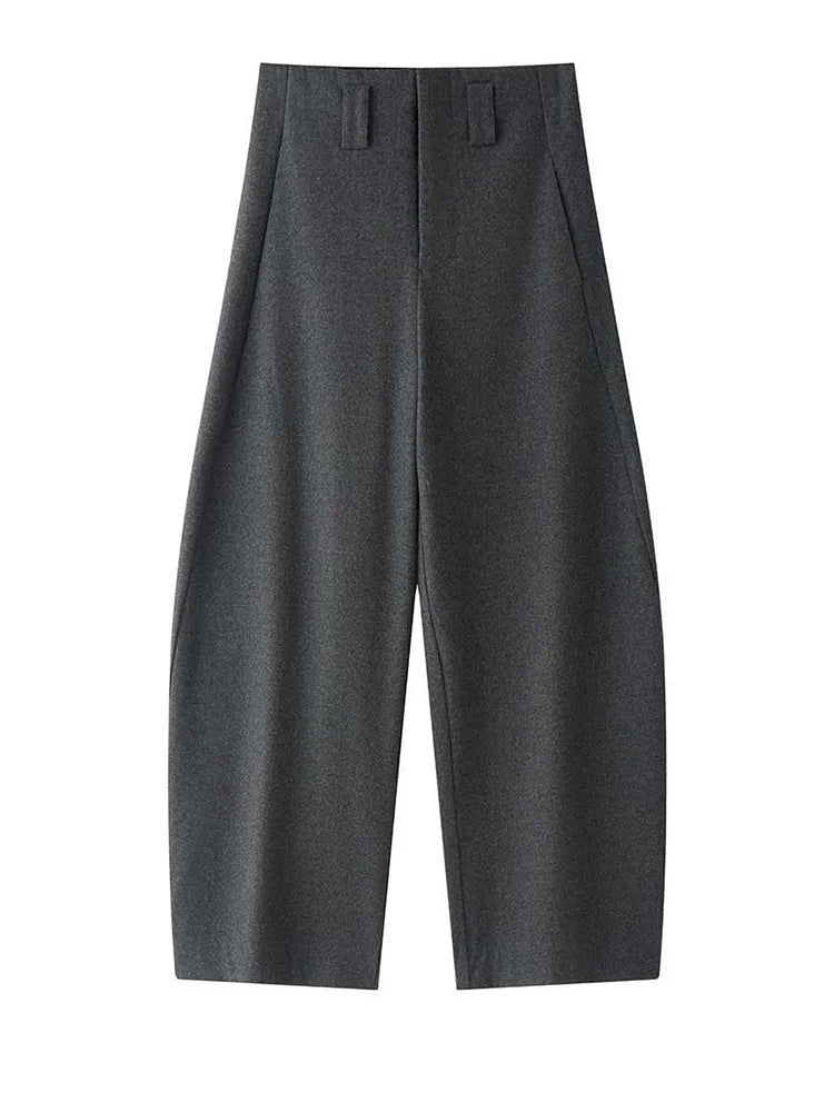 Elegante Damen Hose aus Wollstoff – High Waist & Weites Bein