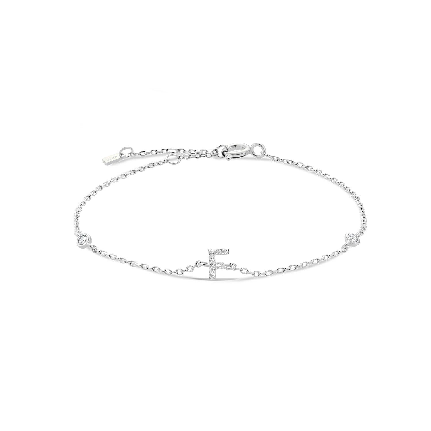 925 Sterling Silber Initial Armband, vergoldet oder platinbeschichtet – Buchstabe A–Z mit Zirkonia
