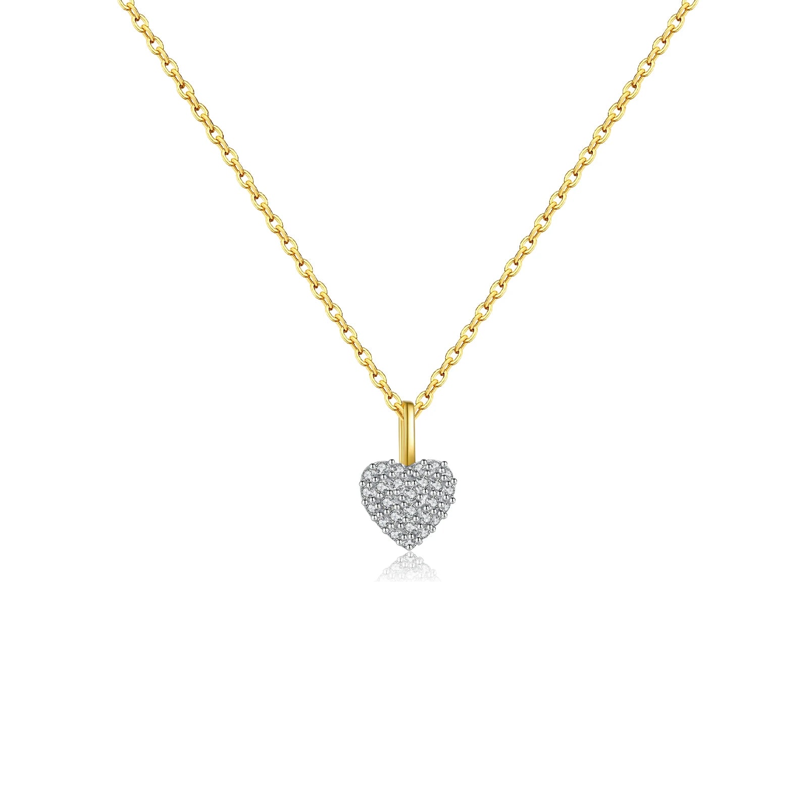 Elegante Damen Halskette aus 925 Silber, vergoldet oder platinbeschichtet – Herzanhänger mit voll besetzten Zirkonia, zeitlos & edel.
