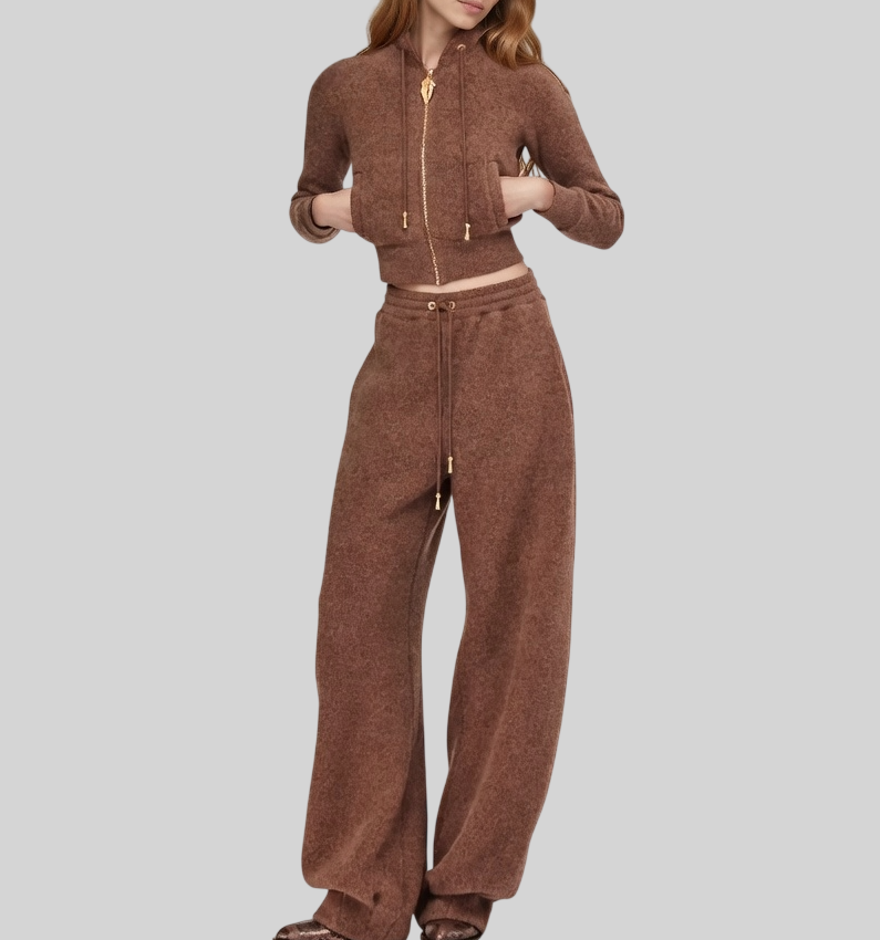 Modernes Damen Zweiteiler Set – Kurztop & High-Waist Hose