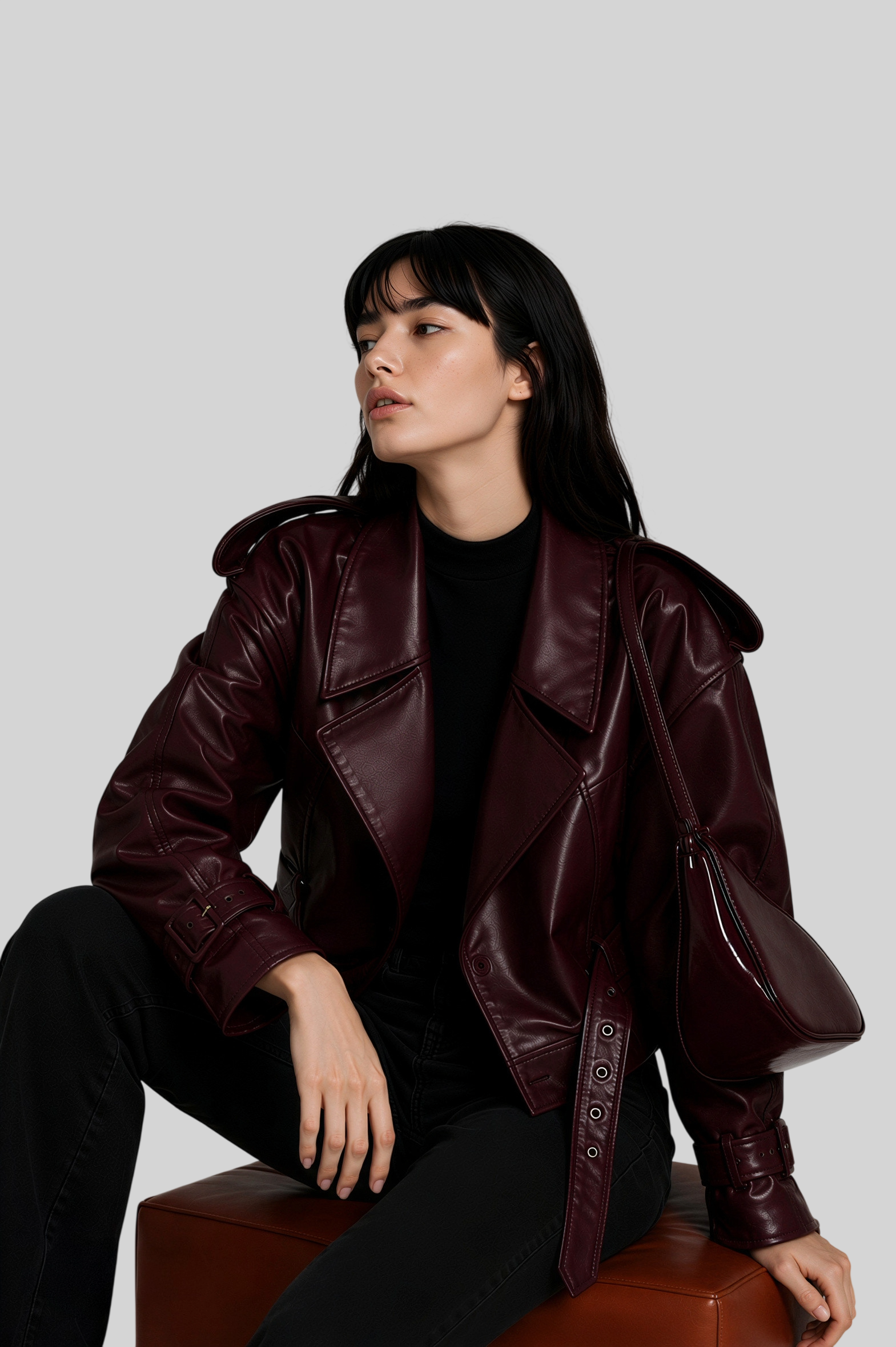 Cropped-Bomberjacke für Damen – stylische Lederjacke