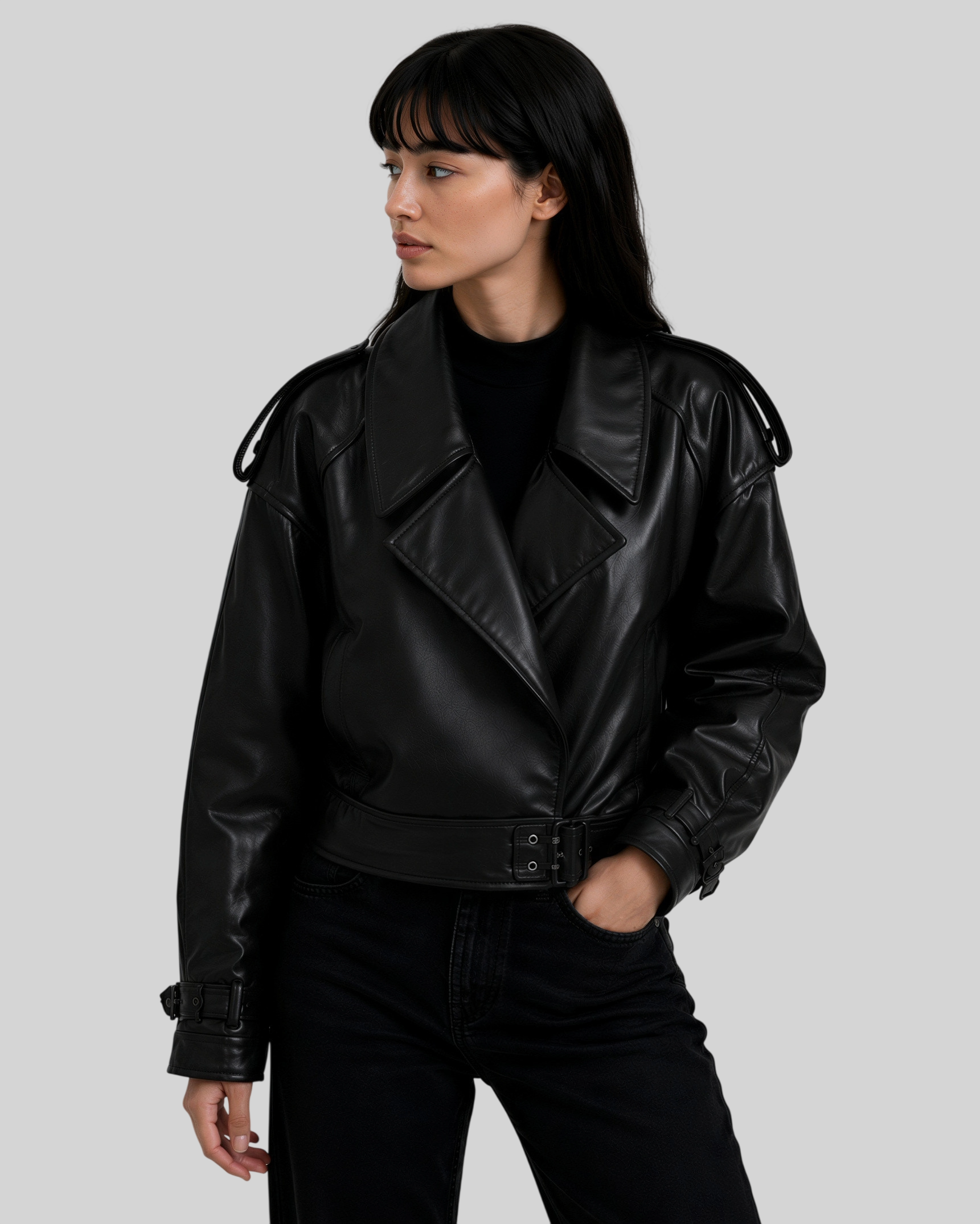 Cropped-Bomberjacke für Damen – stylische Lederjacke