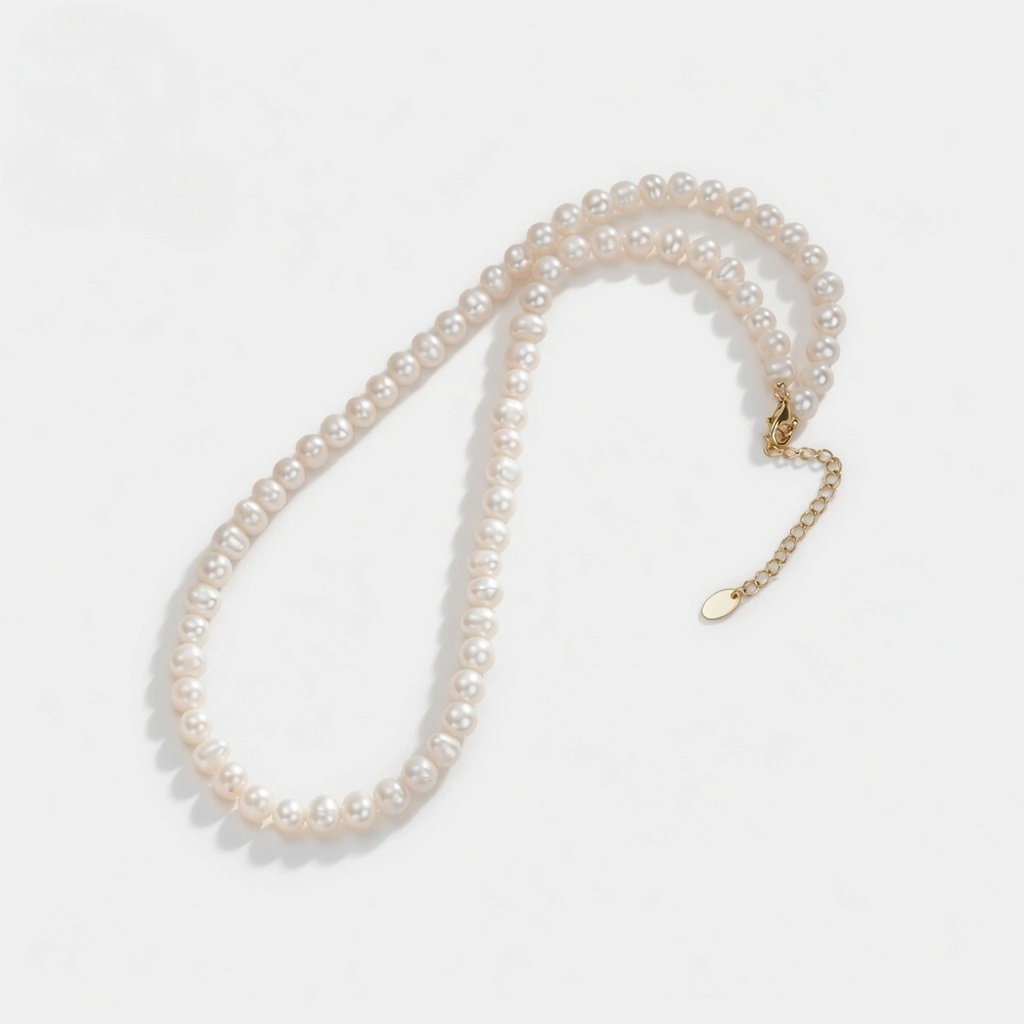 Damen Süßwasserperlen Choker – 925 Sterling Silber Perlenkette