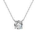 Damen Halskette aus 925 Sterling Silber – Solitär Anhänger, vergoldet oder platinbeschichtet