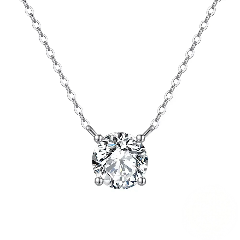 Damen Halskette aus 925 Sterling Silber – Solitär Anhänger, vergoldet oder platinbeschichtet